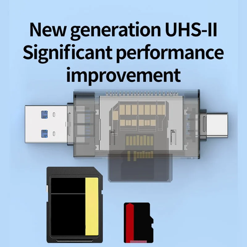 TYS-22F4.0 UHS-II USB + Type-C to SD / TF 4.0 High Speed Card Reader Dual Card Slots V60 / V90 Support 2TB TF Card for iOS / Android / Mac - Tarnish
