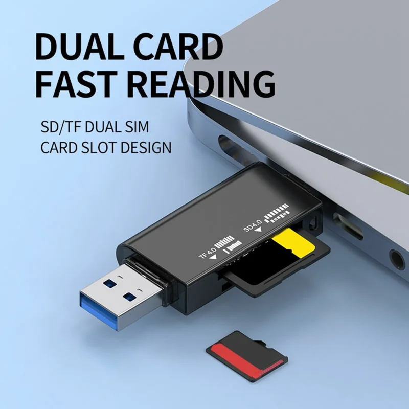 TYS-22F4.0 UHS-II USB + Type-C to SD / TF 4.0 High Speed Card Reader Dual Card Slots V60 / V90 Support 2TB TF Card for iOS / Android / Mac - Tarnish