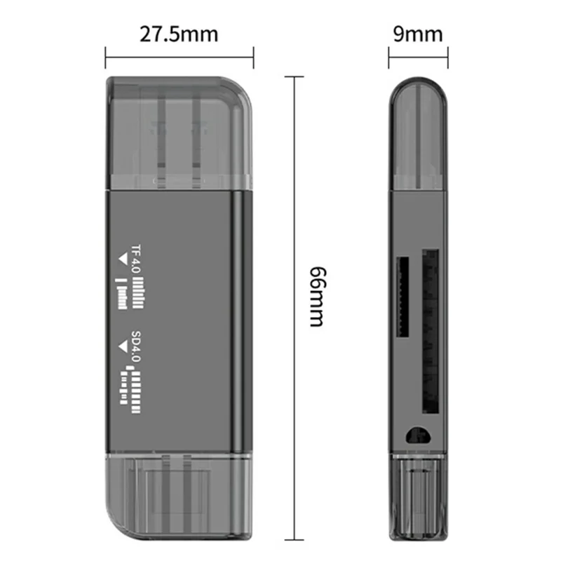 TYS-22F4.0 UHS-II USB + Type-C to SD / TF 4.0 High Speed Card Reader Dual Card Slots V60 / V90 Support 2TB TF Card for iOS / Android / Mac - Tarnish