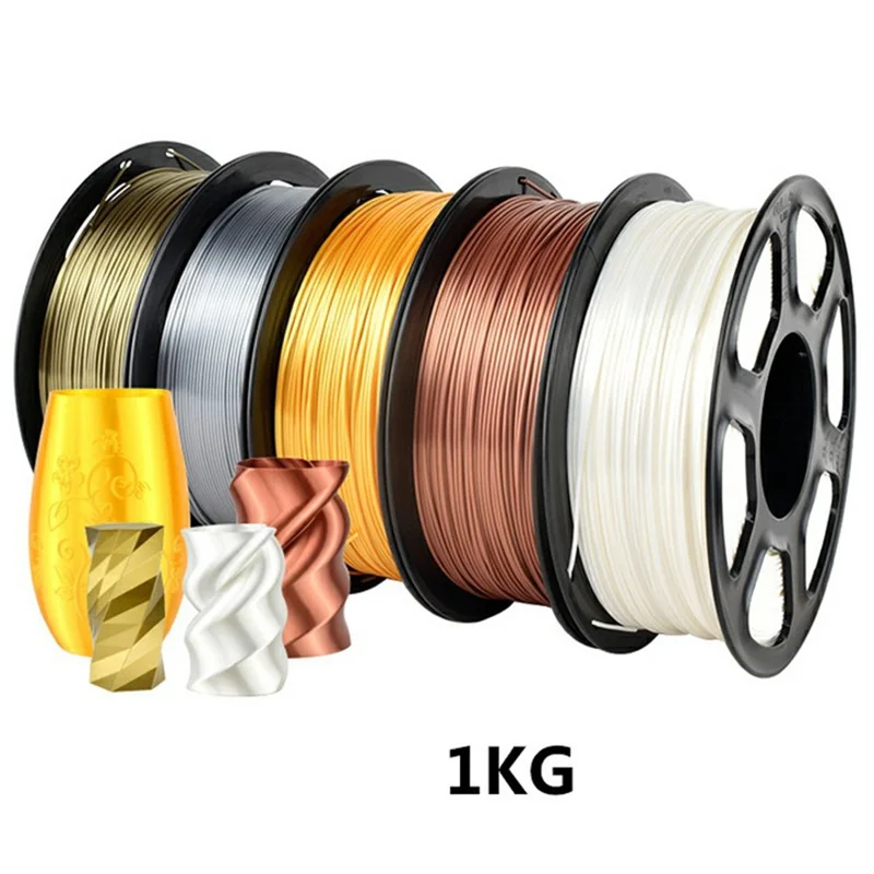 3D Printer Filament 1KG 1.75mm Silk PLA Material For FDM 3D Printing with Metal Like Texture - White