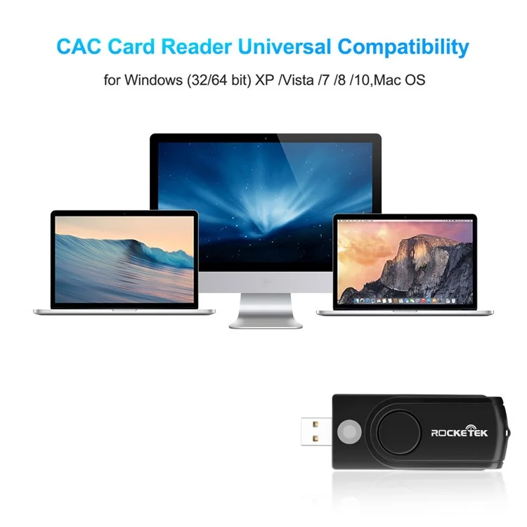 ROCKETEK CR310 USB 2.0 Kartenleser für Chipkarten, SD, TF, ID, SIM und Bankkarten 