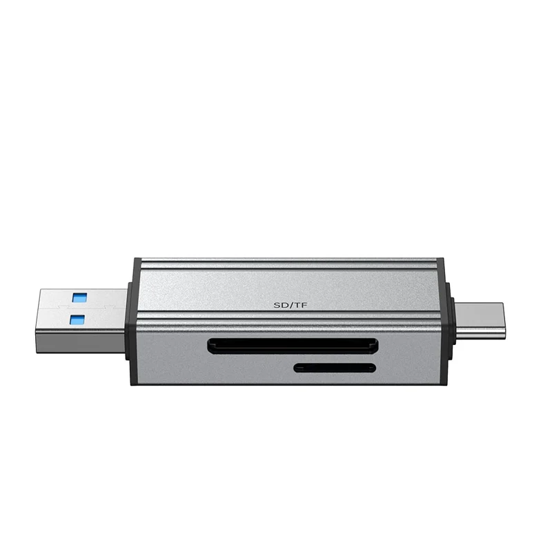 2608 USB 3.0 Card Reader 2 in 1 USB-C to SD TF Adapter Converter - Silver