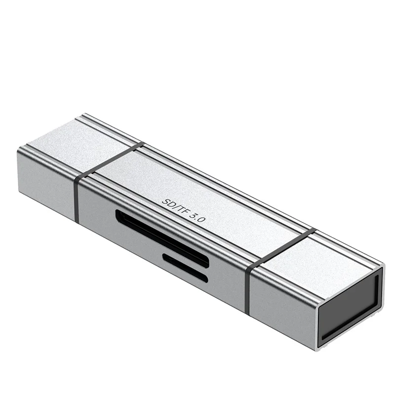 2608 USB 3.0 Card Reader 2 in 1 USB-C to SD TF Adapter Converter - Silver