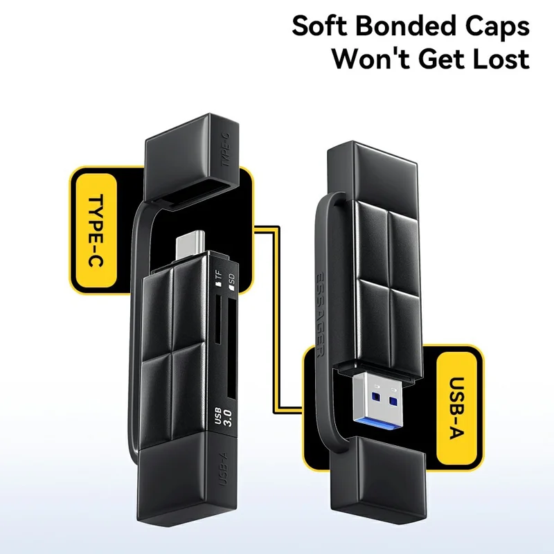 ESSAGER Card Reader USB 3.0 Type-C USB-A 2TB Max Dual SD  /  TF Card Storage Case for Camera Phone