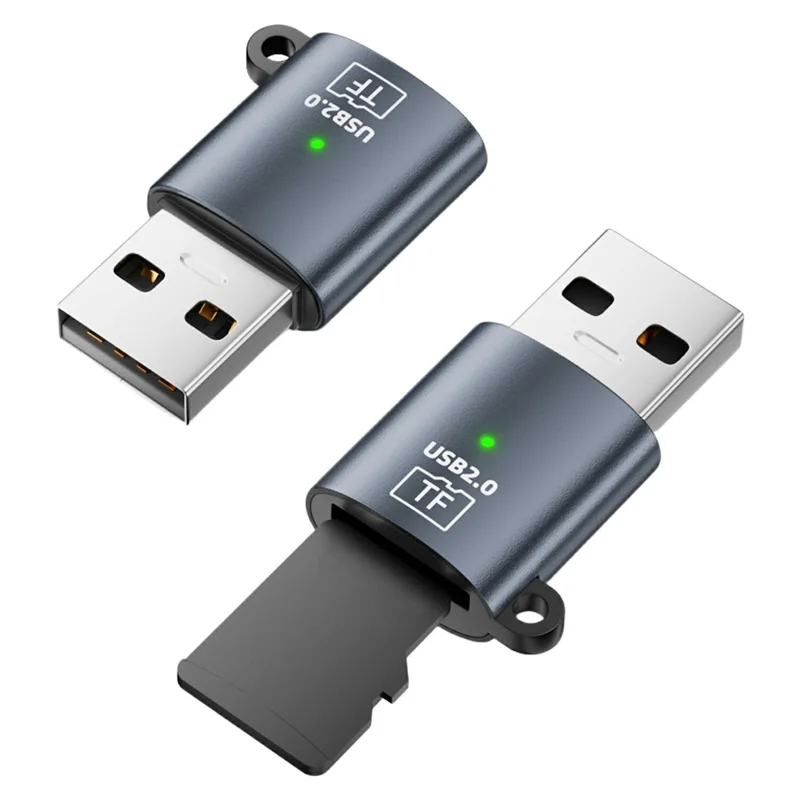 TF-02 A USB TF Card Reader Adapter 480Mbps USB 2.0 MicroSD Memory Card Reader for Phone Computer Tablet - Grey