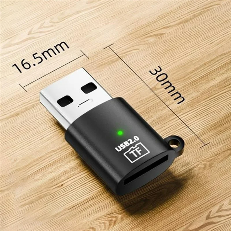 TF-02 A USB TF Card Reader Adapter 480Mbps USB 2.0 MicroSD Memory Card Reader for Phone Computer Tablet - Grey