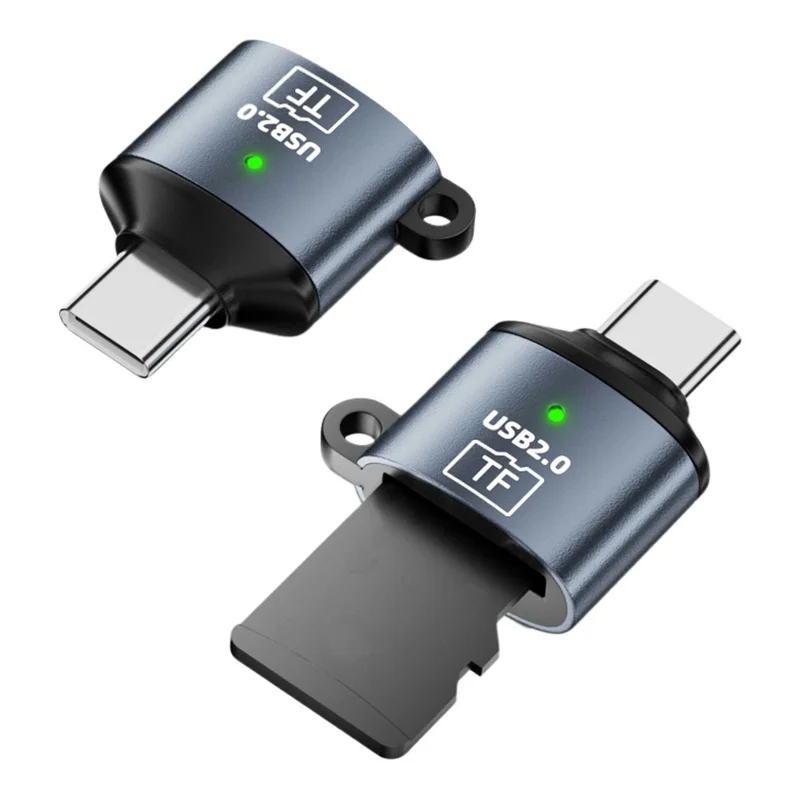TF-01 C Type-C TF Card Reader Adapter 480Mbps USB 2.0 MicroSD Memory Card Reader for Phone Computer Tablet - Grey