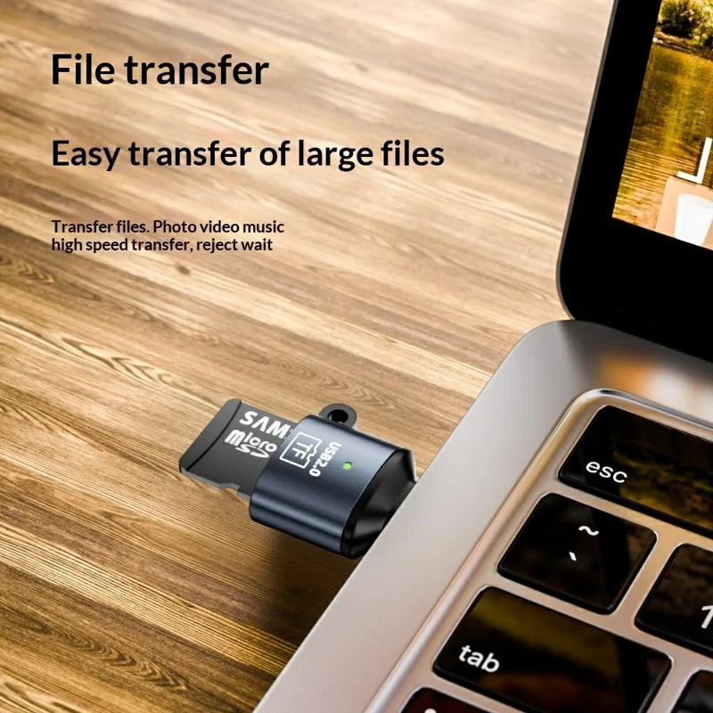 TF-01 C Type-C TF Card Reader Adapter 480Mbps USB 2.0 MicroSD Memory Card Reader for Phone Computer Tablet - Grey