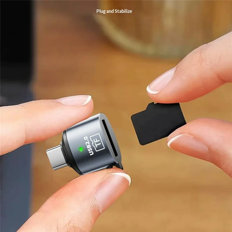 TF-01 C Type-C TF Card Reader Adapter 480Mbps USB 2.0 MicroSD Memory Card Reader for Phone Computer Tablet - Grey