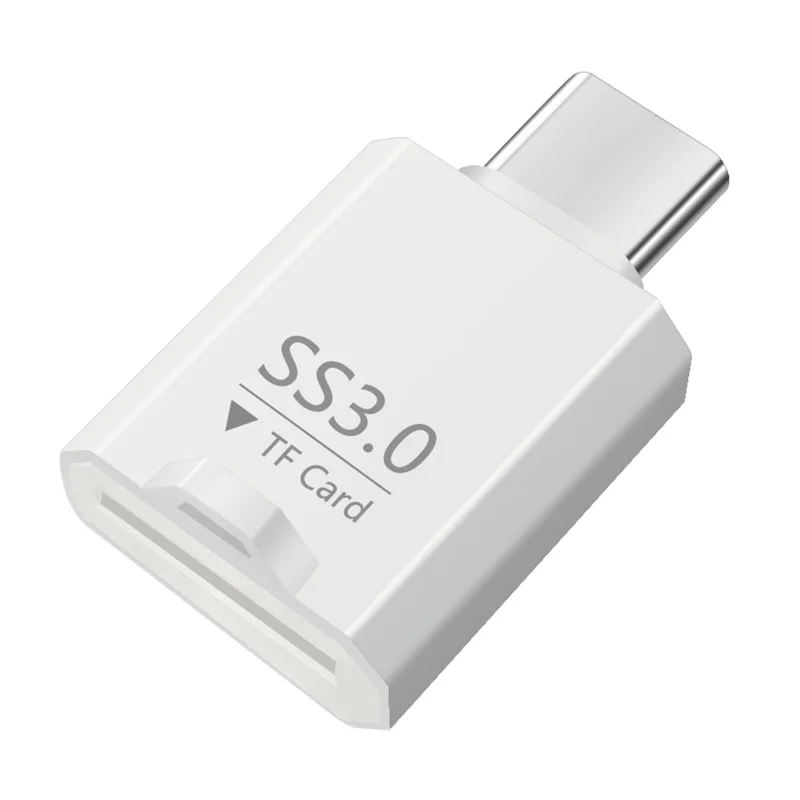 Lettore di schede SS3.0 USB-C TF Mini adattatore Type-C a MicroSD ad alta velocità 3.0 per Windows / MacOS / Linux / Android / iOS - Bianco