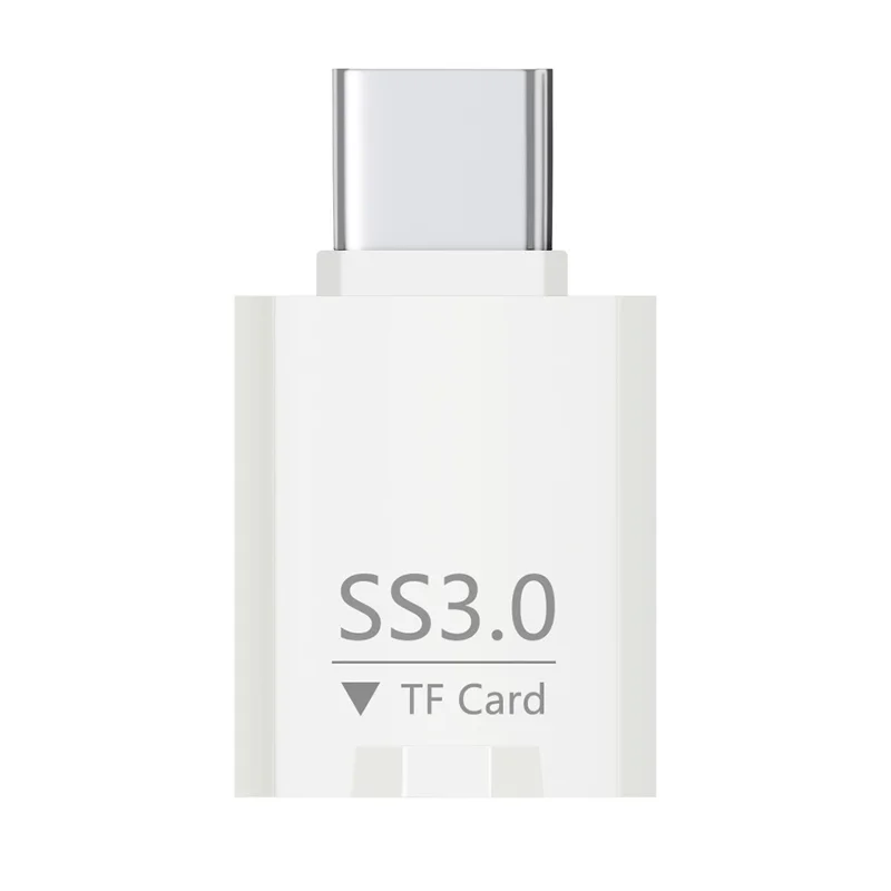 Lettore di schede SS3.0 USB-C TF Mini adattatore Type-C a MicroSD ad alta velocità 3.0 per Windows / MacOS / Linux / Android / iOS - Bianco