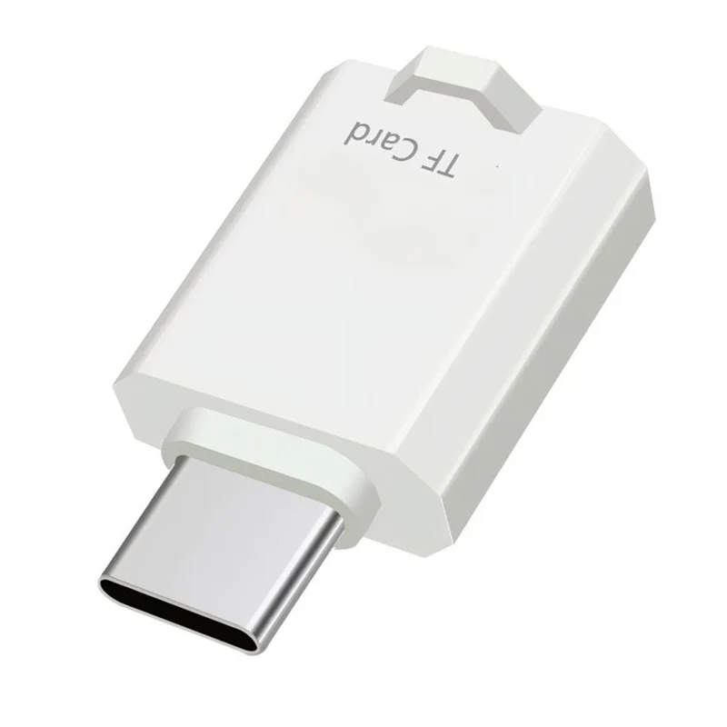 SS2 Tragbarer Type-C auf TF-Kartenleser-Adapter mit Lanyard-Loch für Handy, Tablet, Computer – Weiß