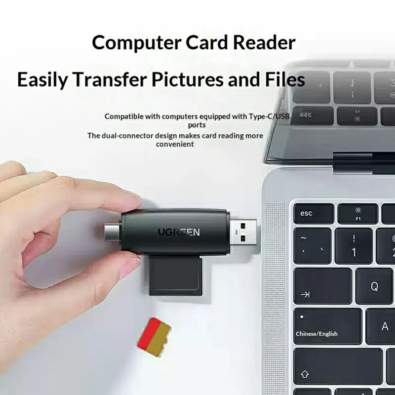 UGREEN CM304 Type-C / USB-A 3.0 to SD TF Card Reader 5Gbps High Speed Transfer - Black