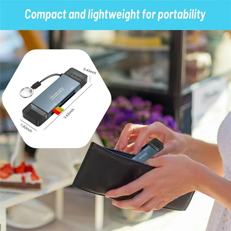 YC-721 USB-A + Type-C to CF / SD / TF Card Reader OTG Adapter for Smartphone Tablet Laptop