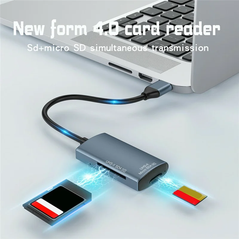 YC440A-2 UHS-II SD 4.0 Kartenleser USB-C + USB-A 3.0 auf SD / TF Karte Dual Slot 5 Gbps OTG Adapter
