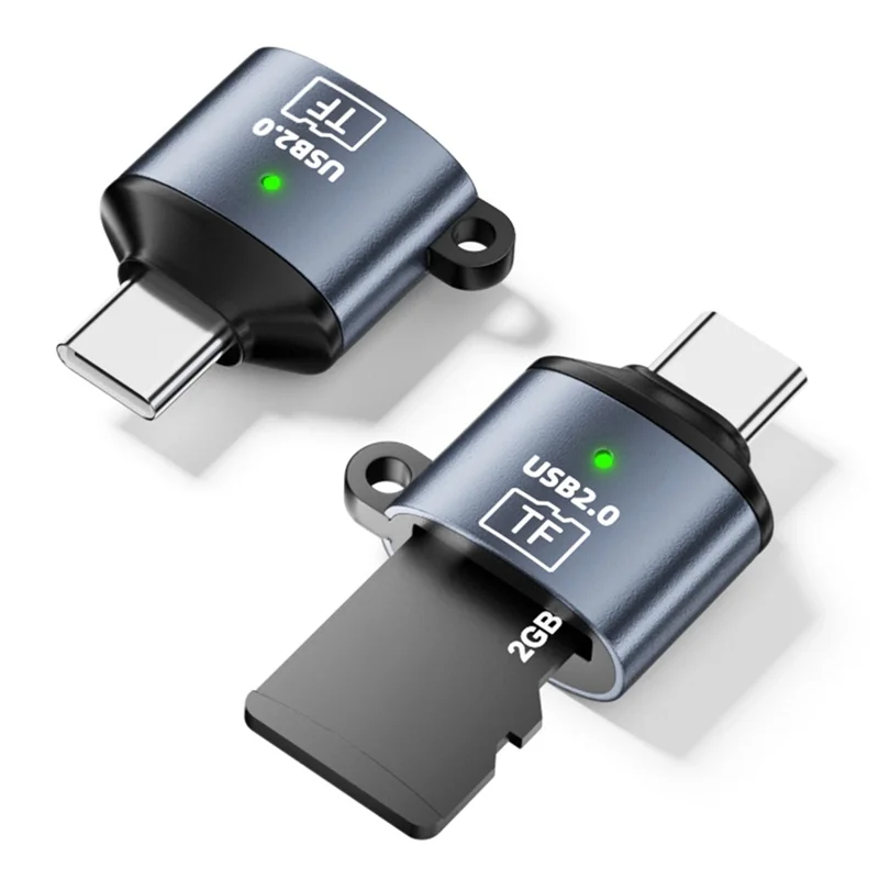 Type-C to TF Card Reader USB 2.0 480Mbps High Speed Data Transfer Mini Adapter - Blue Grey