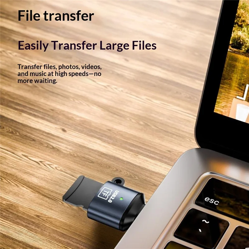 Type-C to TF Card Reader USB 2.0 480Mbps High Speed Data Transfer Mini Adapter - Blue Grey