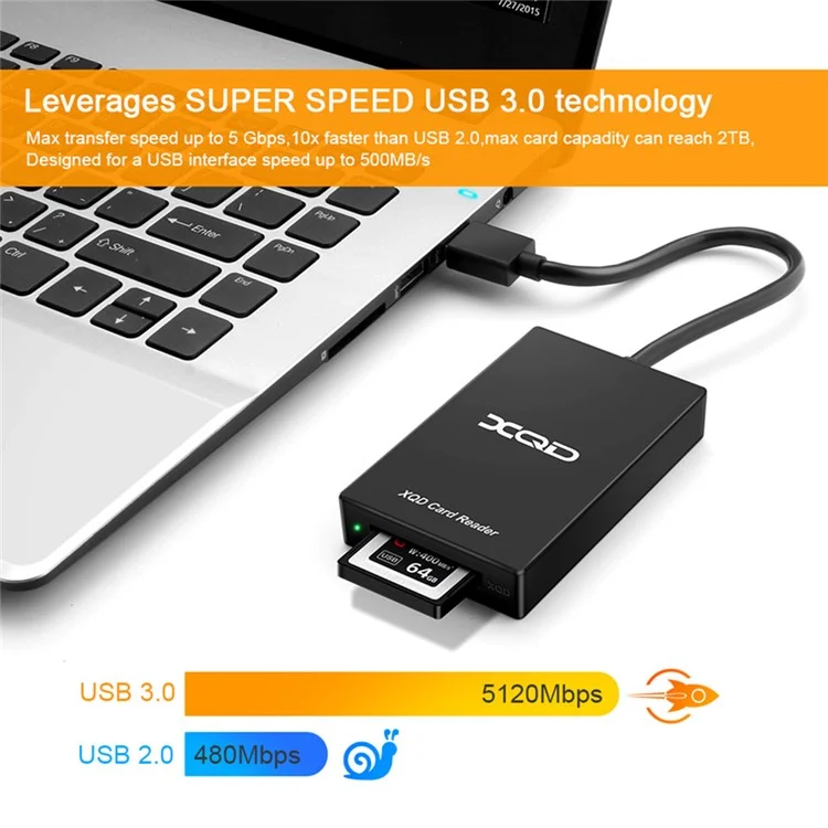 Rocketek CR311-C USB3.0 XQD Card Carde Tipo c 5 Gbps Adaptador de Leitor de Cartão de Alta Velocidade