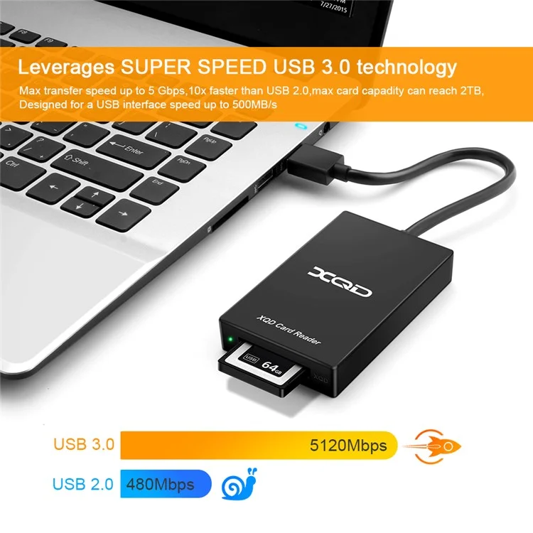 Rocketek CR311-A 5Gbps de Alta Velocidade USB3.0 XQD M/G Carto Adaptador USB