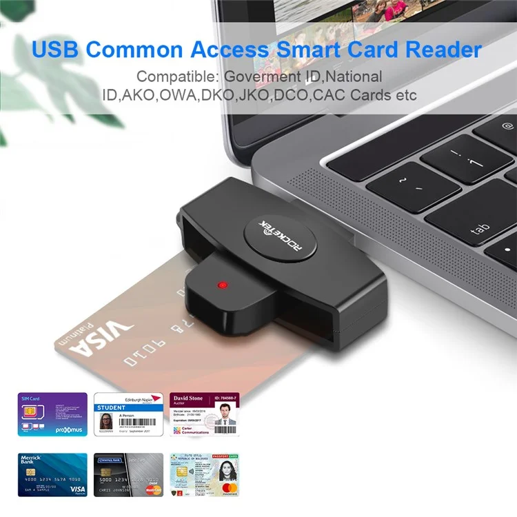 Rocketek USCR3 Multifunktion Smart Card Reader CAC/SIM/IC -kartenanschluss USB -adapter Für Mac Windows PC