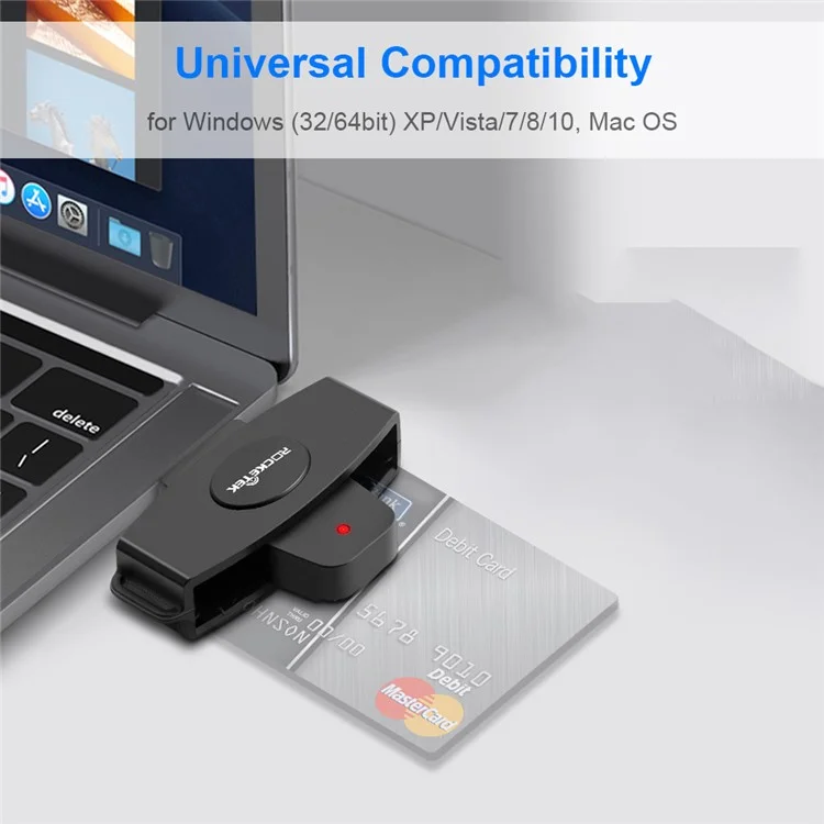 Rocketek USCR3 Multifunktion Smart Card Reader CAC/SIM/IC -kartenanschluss USB -adapter Für Mac Windows PC