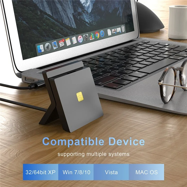 ROCKETEK CR319 USB 2.0 SIM Smart Card Reader Bank Card CAC ID SIM Card Reader Adapter für Windows Mac PC