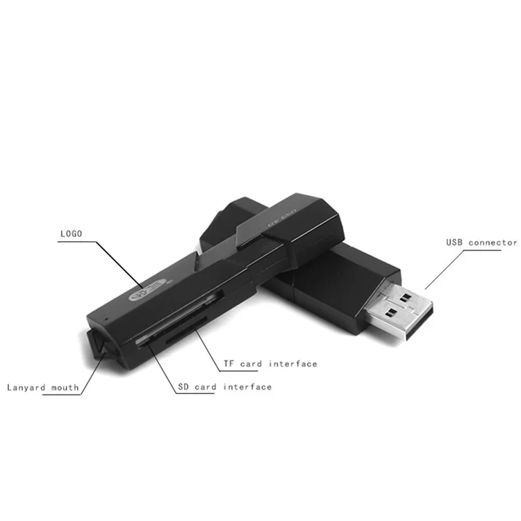 KAWAU C295 2 in 1 USB 2.0 MicroSD Card Reader with SD Slot Supports Up to 64GB Adapter (with Slide Cover)