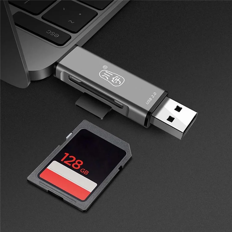 KAWAU C256Q Type-C+USB for SD TF Memory Card Reader Aluminum Alloy OTG Phone Adapter