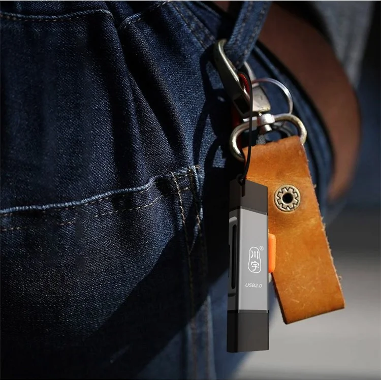 KAWAU C256Q Typ-C+USB für SD TF Speicherkarten-Leser Aluminiumlegierung OTG Telefon-Adapter