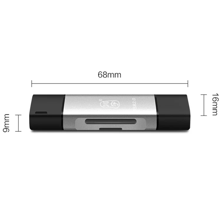 Kawau C256Q Type-c + Usb Pour Lecteur de Carte Mémoire SD TF Adaptateur Téléphonique en Alliage en Aluminium OTG