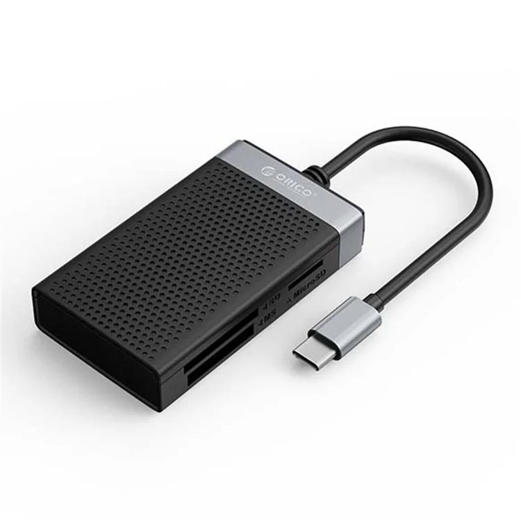 ORICO CL4T-A3-BK-BP Leitor de Cartão USB-C3.0 4 em 1 de 5Gbps com Portas TF / SD / CF / MS, Leitor de Cartão de Memória Portátil (Leitura Simultânea)
