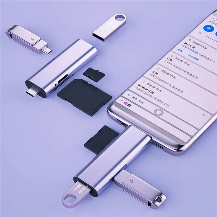 Lector de tarjetas múltiples tipo C USB-C OTG portátil para teléfonos móviles y ordenadores
