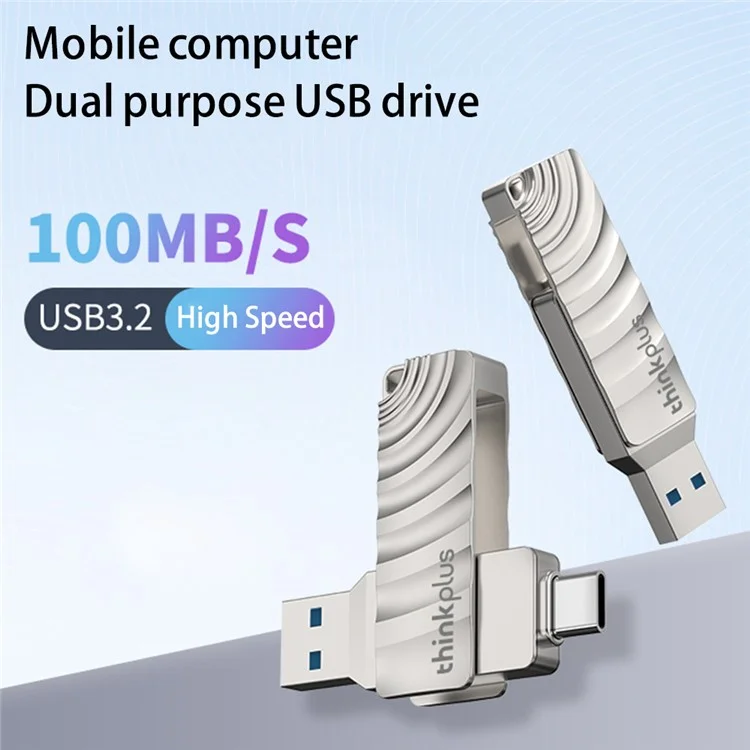 Lenovo Thinkplus MU232 32GB USB+Type-C Data Almacenamiento de Datos Talillo Diseño Giratorio de Alta Velocidad USB 3.2 Flash