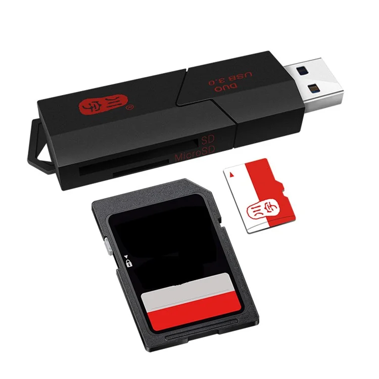 KAWAU C307DUO 2-In-1 USB 3.0 zu Speicherkartenleser USB-Adapter für SD / SDHC / SDXC / TF-Karten