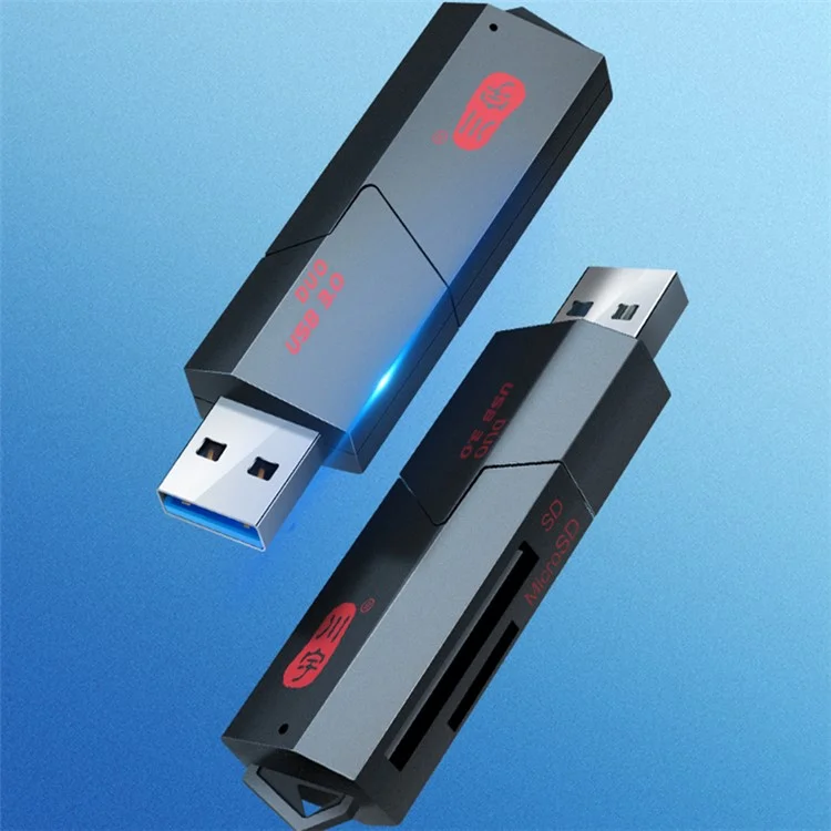 KAWAU C307DUO 2-In-1 USB 3.0 to Memory Card Reader USB Adapter for SD / SDHC / SDXC / TF Cards