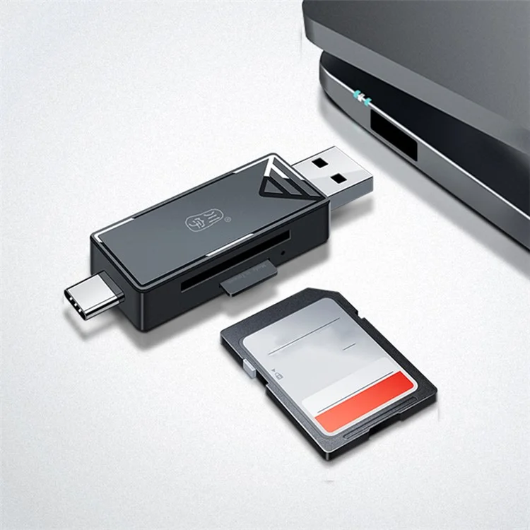 KAWAU C351 USB 3.0 de alta velocidad Tipo C + USB SD / Lector de tarjetas TF Adaptador OTG portátil