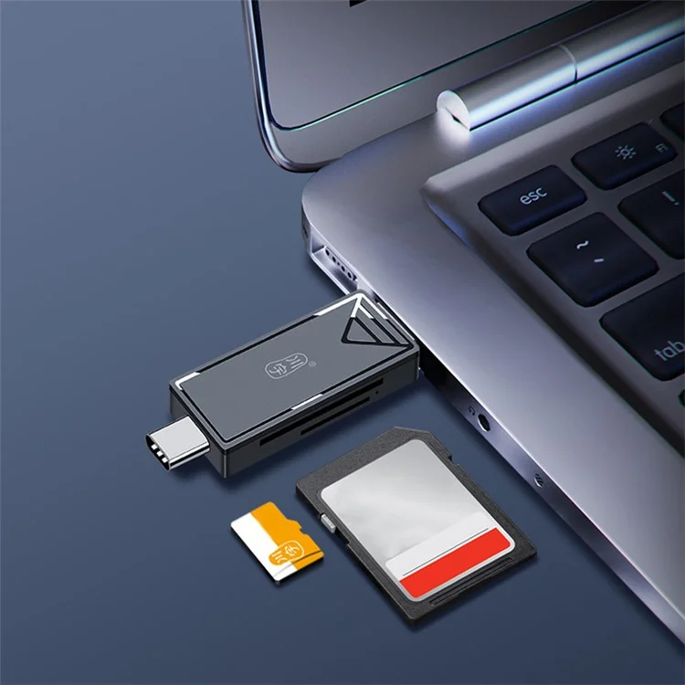 KAWAU C351 USB 3.0 de alta velocidad Tipo C + USB SD / Lector de tarjetas TF Adaptador OTG portátil