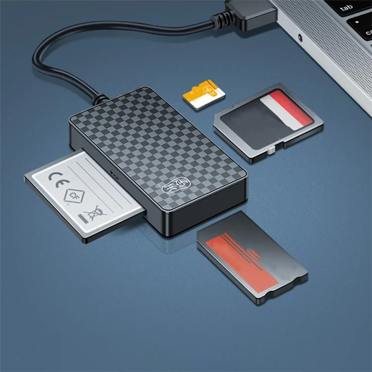 Leitor de Cartão KAWAU C366 USB3.0 Multi-Port CF / TF / SD / MS com Cabo de 15cm (Exibição de Letra de Unidade Única)
