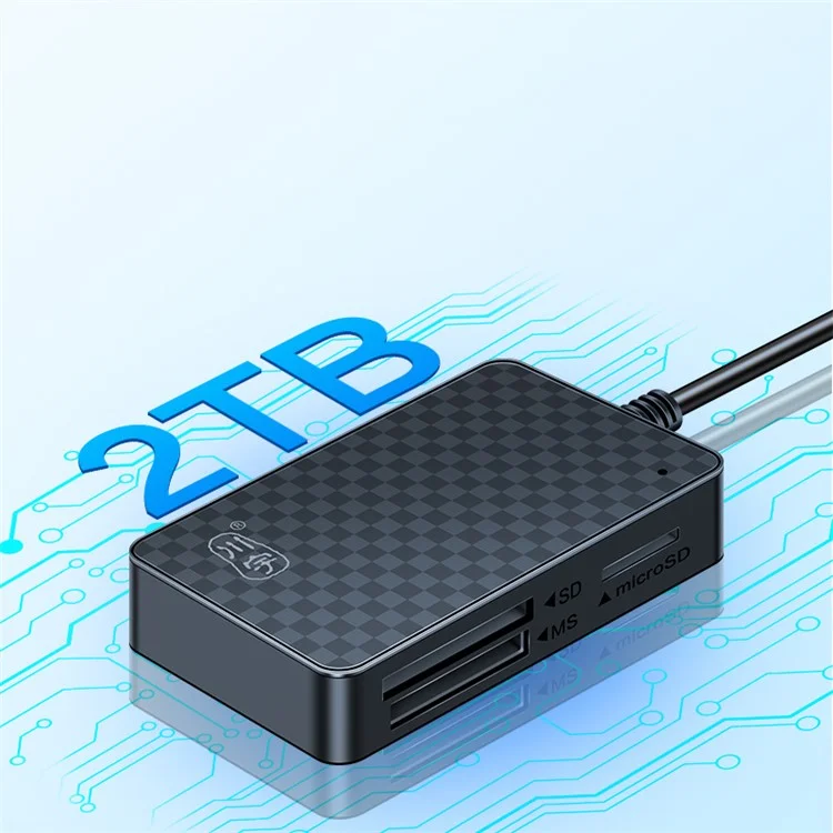 Leitor de Cartão KAWAU C366 USB3.0 Multi-Port CF / TF / SD / MS com Cabo de 15cm (Exibição de Letra de Unidade Única)