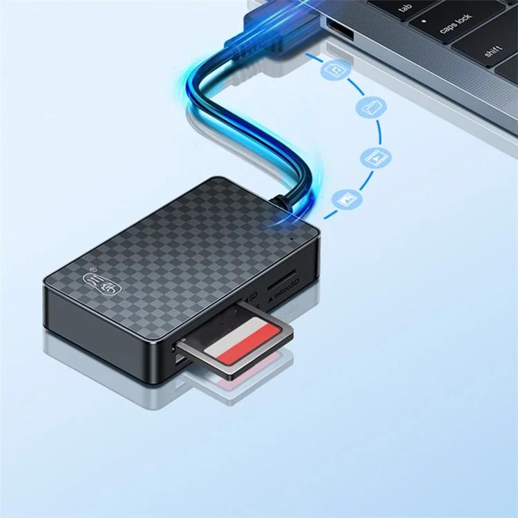 Leitor de Cartão KAWAU C366 USB3.0 Multi-Port CF / TF / SD / MS com Cabo de 15cm (Exibição de Letra de Unidade Única)