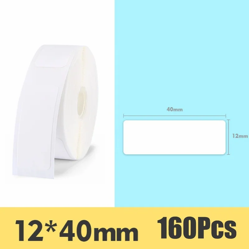 JINGCHEN 1 Roll Thermal Label Printing Paper for D11 Printer White Labeling Tape Replacement for Office Home - 160PCS  /  12x40mm