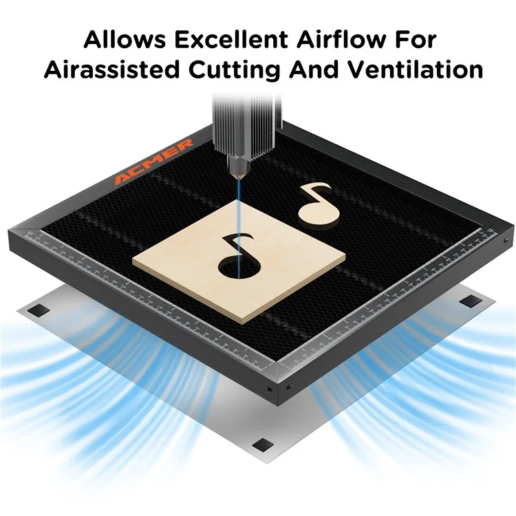 ACMER E10 Plateau laser en aluminium 300x300mm à dissipation thermique rapide avec table de travail alvéolée et lignes d'échelle