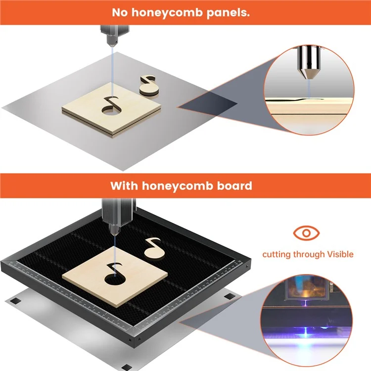ACMER E10 Plateau laser en aluminium 300x300mm à dissipation thermique rapide avec table de travail alvéolée et lignes d'échelle