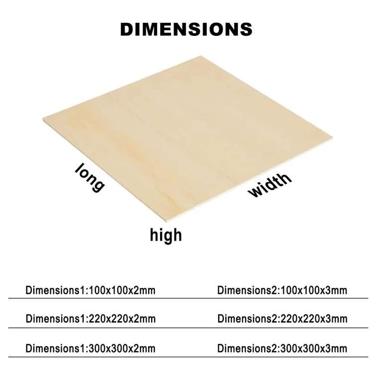 ACMER 220x220x2mm Wood Boards Crafts Basswood Sheets Thick Plywood Sheets