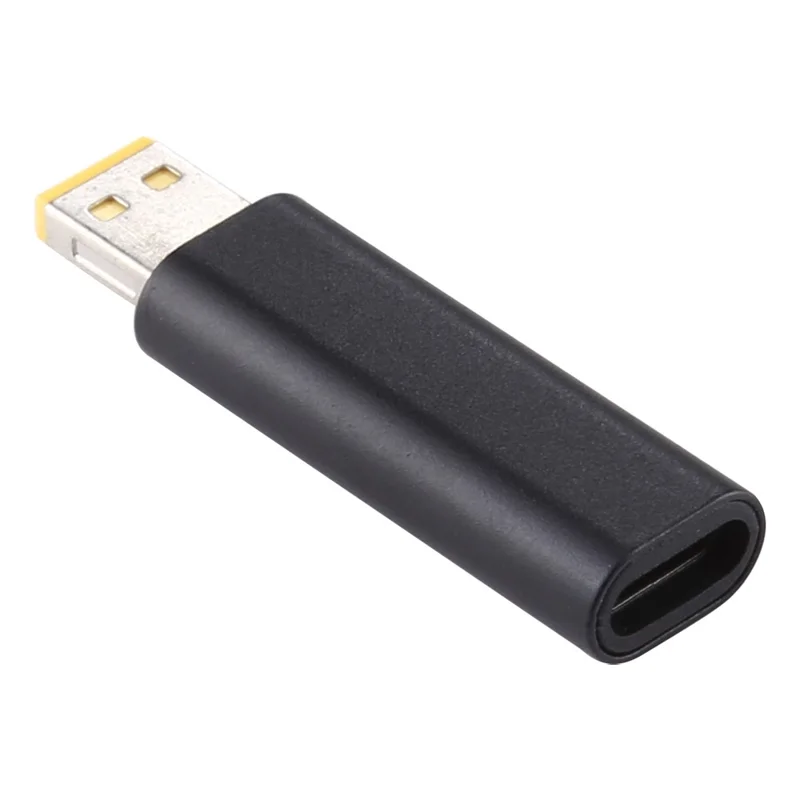 Type-C Female to Rectangle Male PD 12V DC Power Adapter Square Charger Converter for Lenovo Laptop - Black