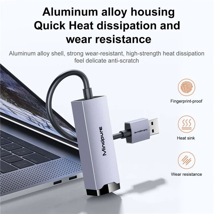 MINDPURE UR004 USB3.0 vers RJ45 Adaptateur Ethernet Gigabit Connecteur Réseau Haute Vitesse