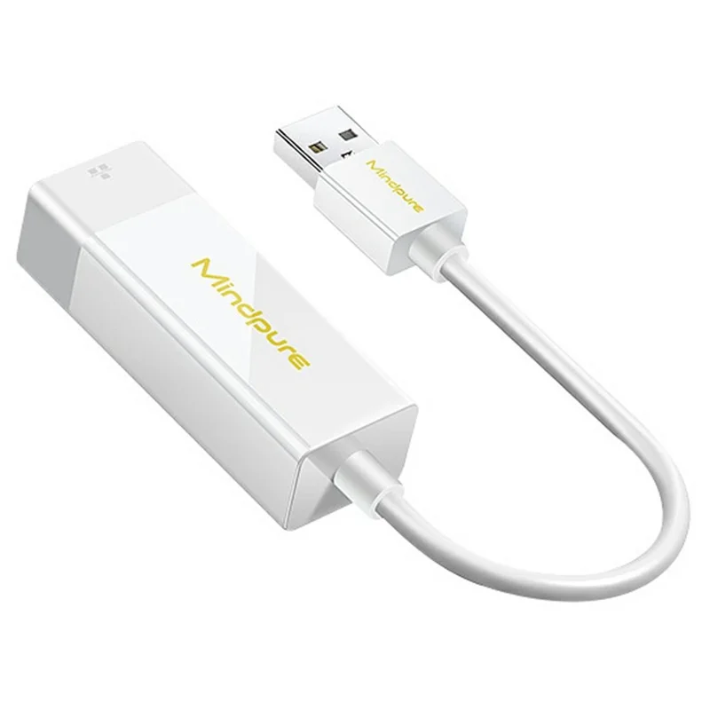 MINDPURE UR001 USB 2.0 to RJ45 100Mbps Ethernet Adapter Computer External Network Connector - White