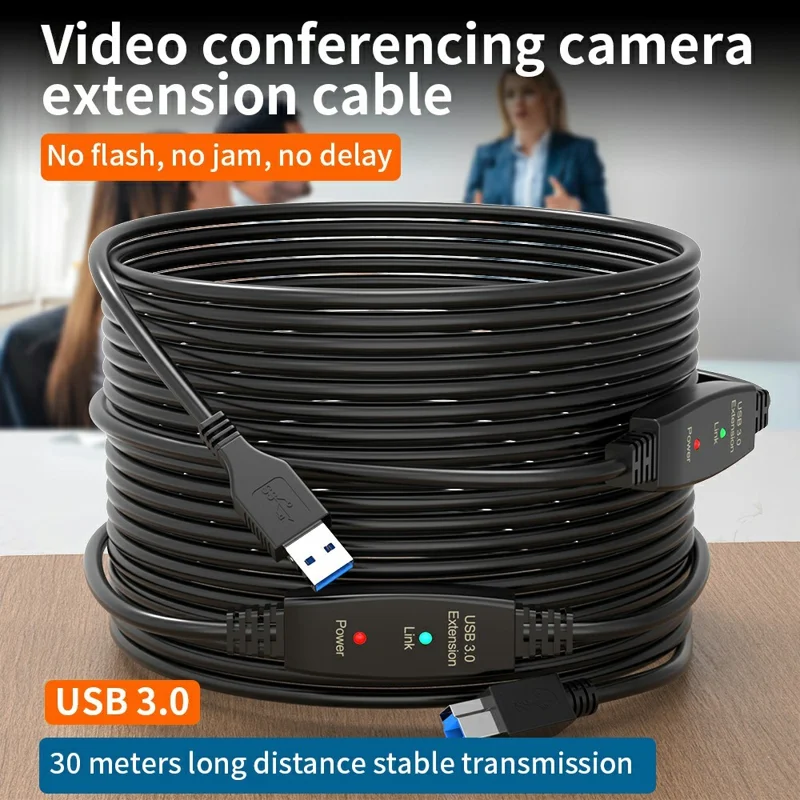 7.5m USB3.0 Male to Square USB Type-B Male Printer Cable PVC Printing Connection Cord