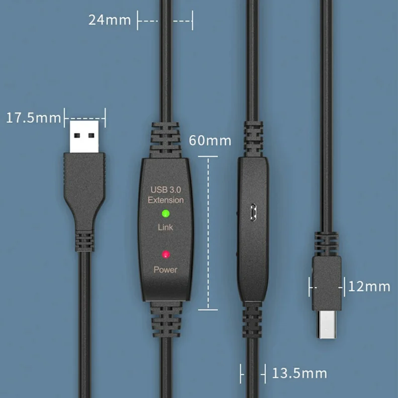 7.5m USB3.0 Male to Square USB Type-B Male Printer Cable PVC Printing Connection Cord