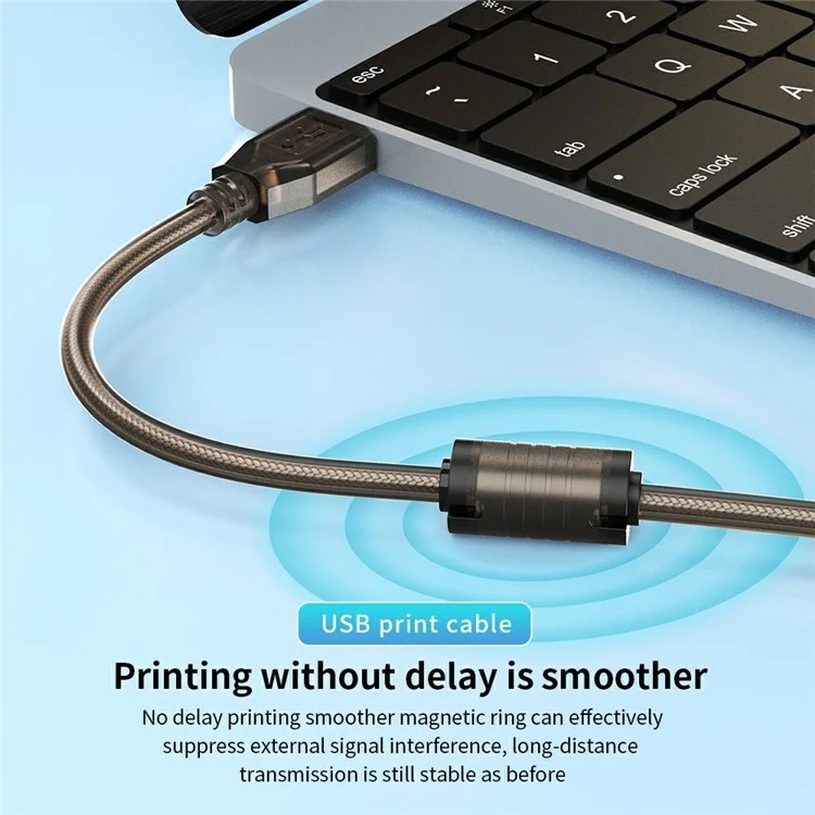 U210AB 10m USB2.0 Male to Square USB Type-B Male Printer Cable PVC Printing Connection Cord
